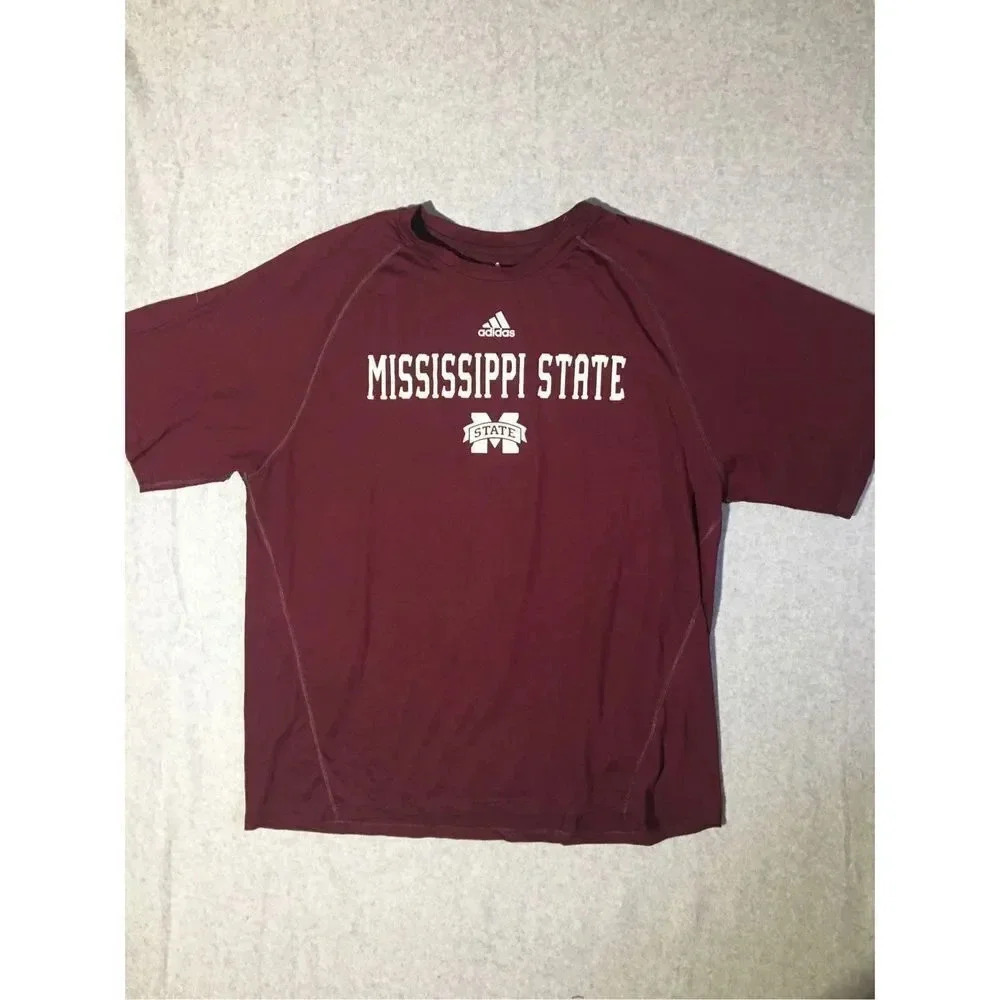 Mens Adidas Shirt Size XL Mississippi State Large Logo Casual Football Classic